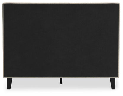 Cielden Full Upholstered Bed with Roll Slats, Dresser, Mirror and Nightstand