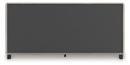 Birmonton California King Upholstered Bed, Dresser, Mirror and Nightstand