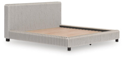 Birmonton California King Upholstered Bed, Dresser, Mirror and Nightstand