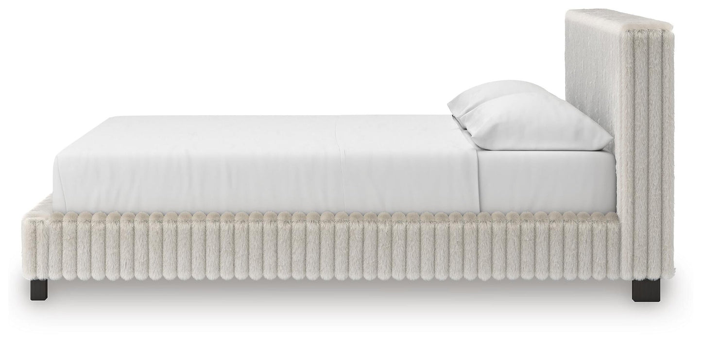 Birmonton California King Upholstered Bed, Dresser and Mirror