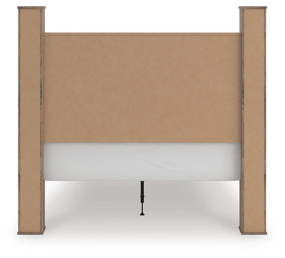 Keithland Queen Poster Bed with Mirrored Dresser and Nightstand
