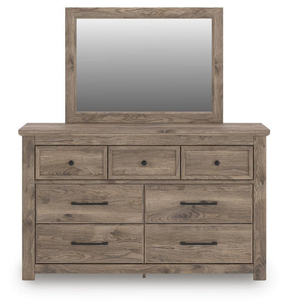 Keithland Queen Poster Bed with Mirrored Dresser