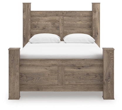 Keithland Queen Poster Bed with Mirrored Dresser