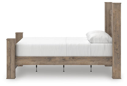 Keithland Queen Poster Bed with Mirrored Dresser