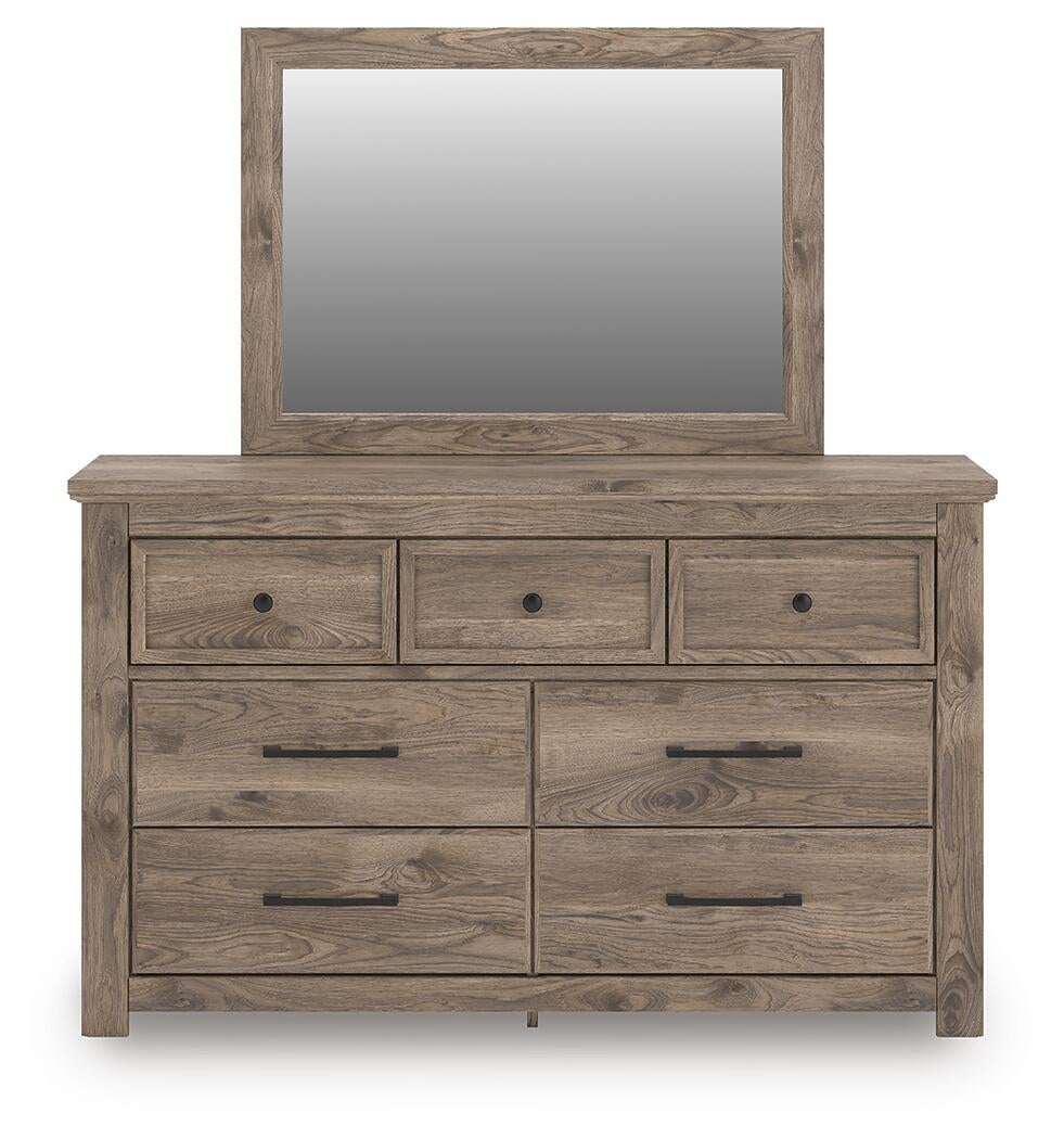 Keithland King Panel Bed with Mirrored Dresser