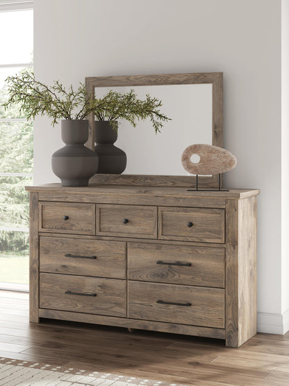 Keithland King Panel Bed with Mirrored Dresser