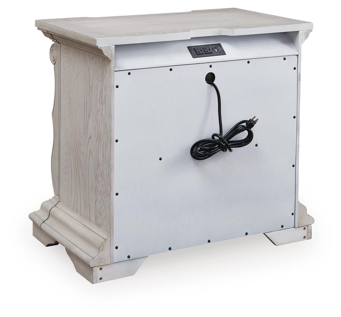 Andonhall King Upholstered Panel Bed with Mirrored Dresser and Nightstand