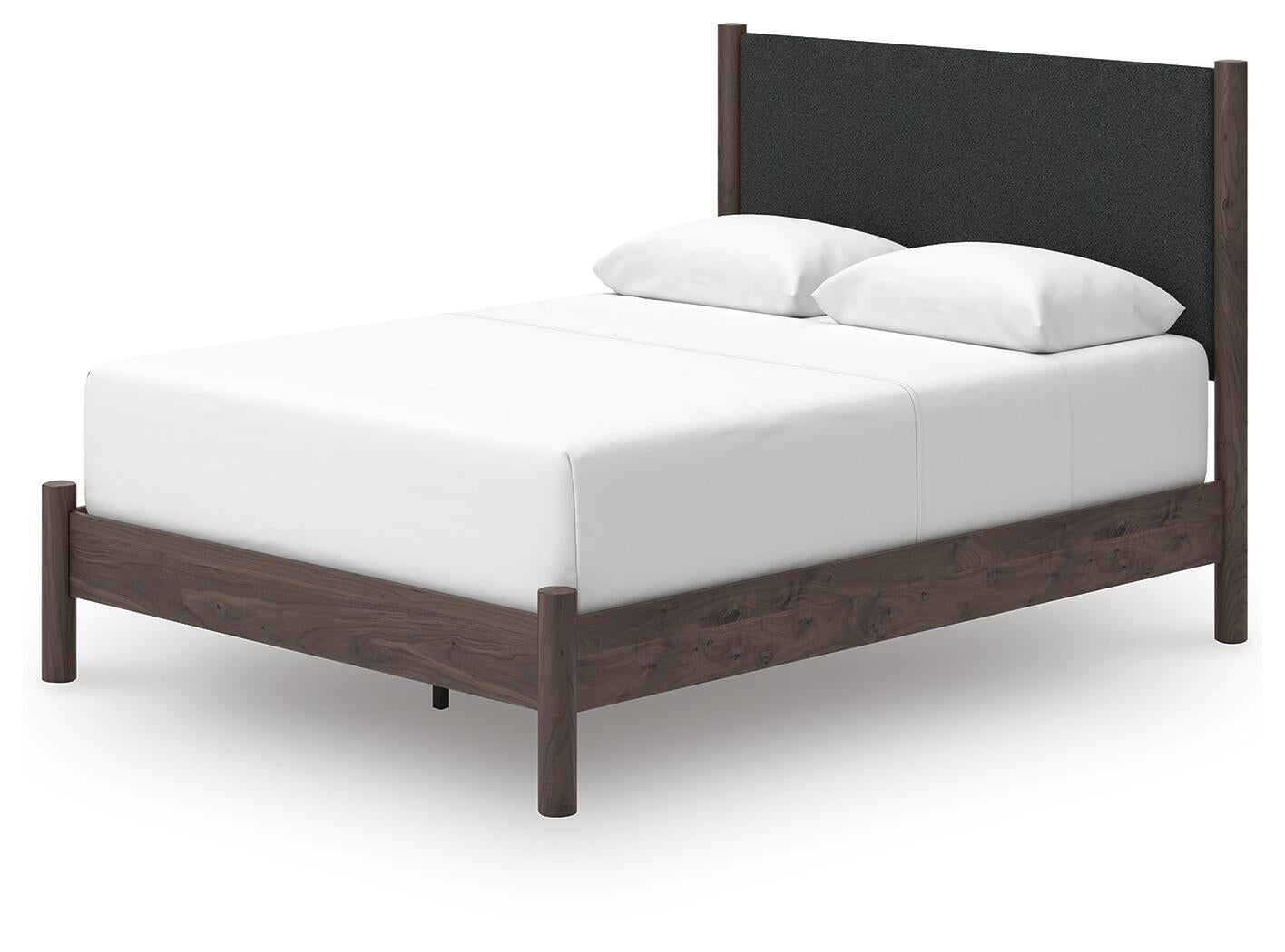 Cadmori Queen Upholstered Panel Bed, Dresser, Mirror, Chest and Nightstand