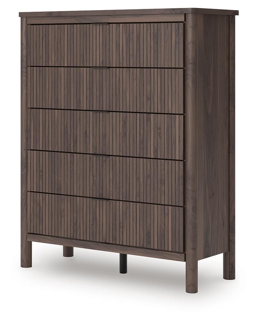 Cadmori Full Upholstered Panel Bed, Dresser and Mirror