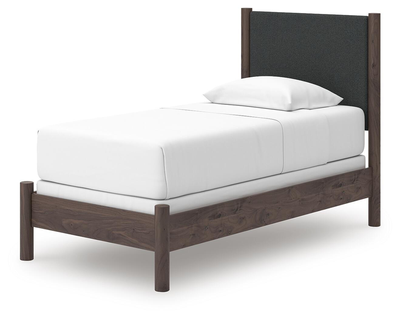 Cadmori Twin Upholstered Panel Bed, Dresser, Mirror and Nightstand