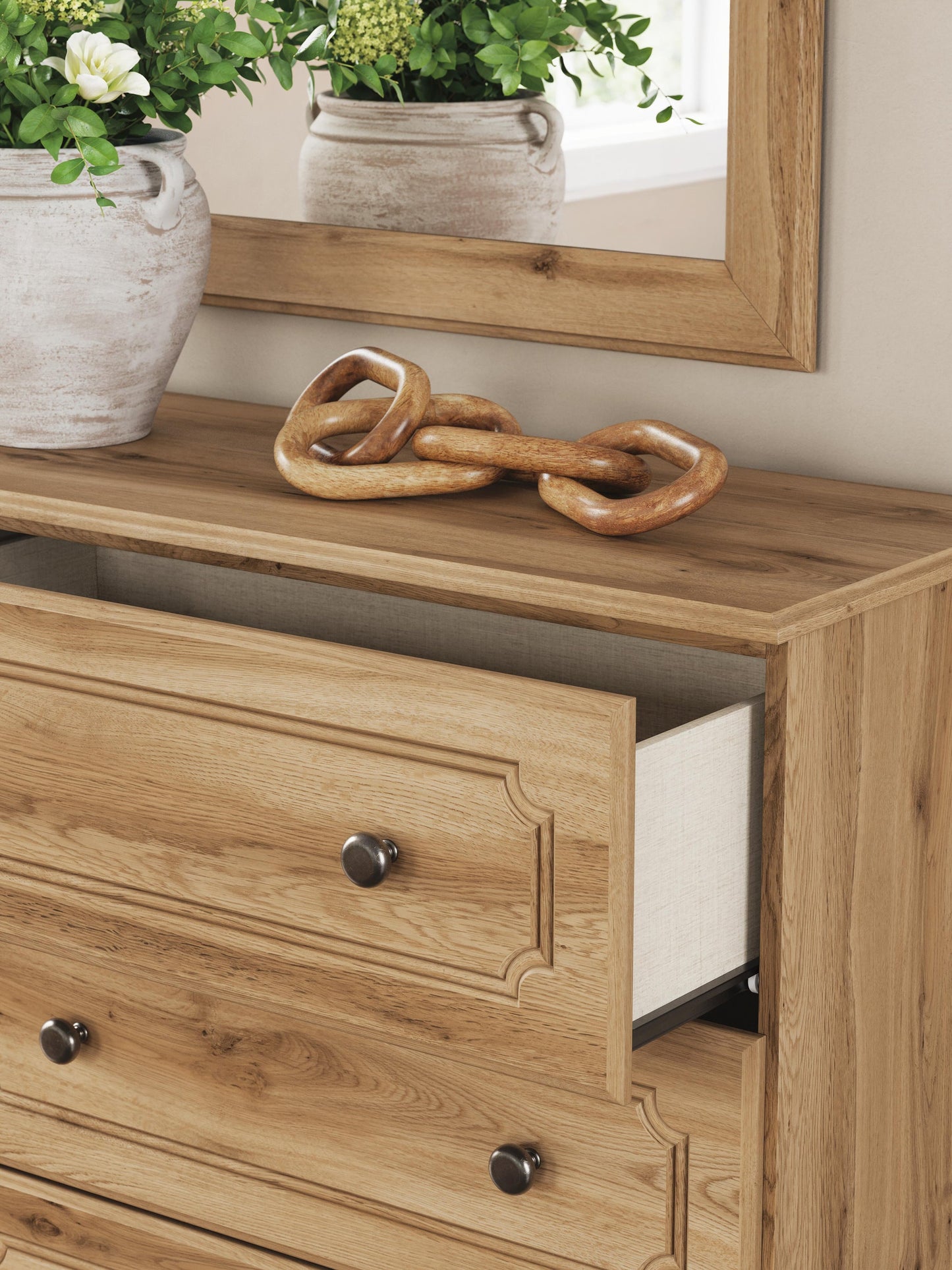 Galletyn Full Panel Bed with Mirrored Dresser