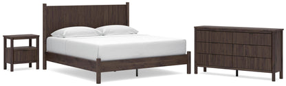 Cadmori King Panel Platform Bed, Dresser, Mirror and Nightstand