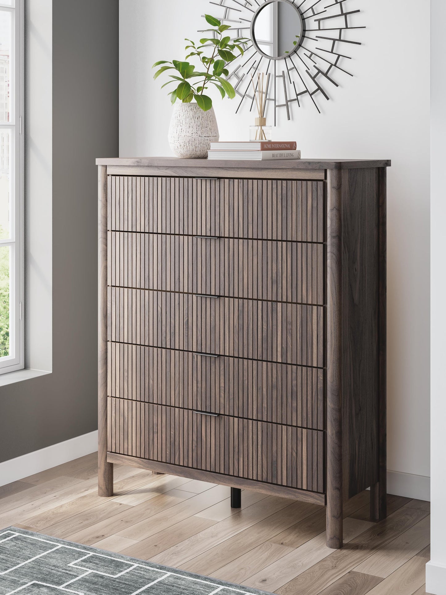 Cadmori King Panel Bed, Dresser, Mirror, Chest and Nightstand