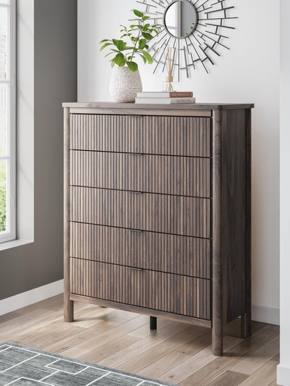 Cadmori King Panel Bed, Dresser, Mirror, Chest and Nightstand