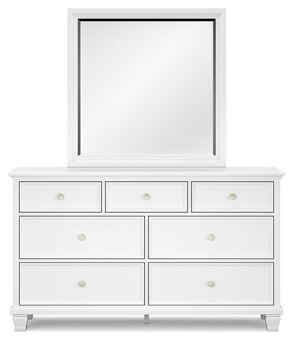 Fortman King Panel Storage Bed with Mirrored Dresser and Nightstand