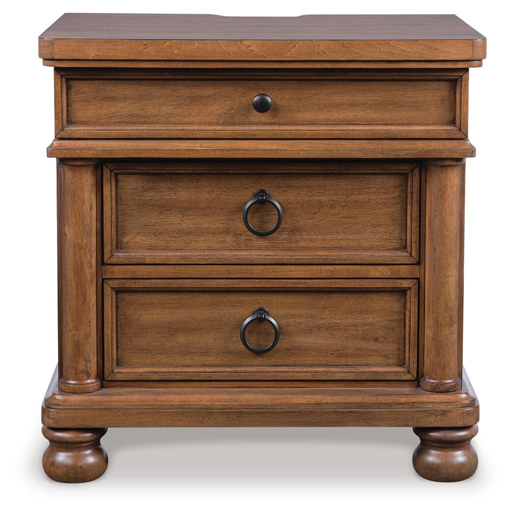 Chadworth King Poster Bed with Mirrored Dresser and Nightstand