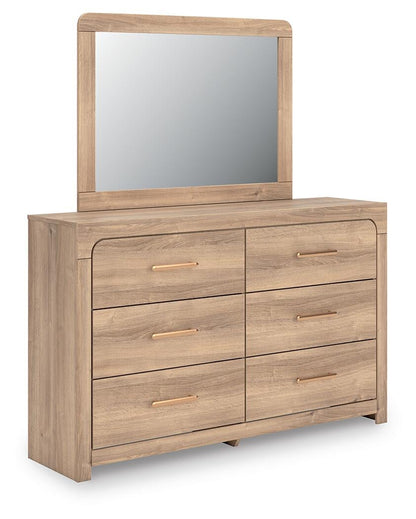 Hollymount Queen Upholstered Platform Bed, Dresser and Mirror