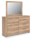 Hollymount Queen Upholstered Platform Bed, Dresser and Mirror