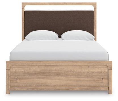 Hollymount Queen Upholstered Platform Bed, Dresser and Mirror