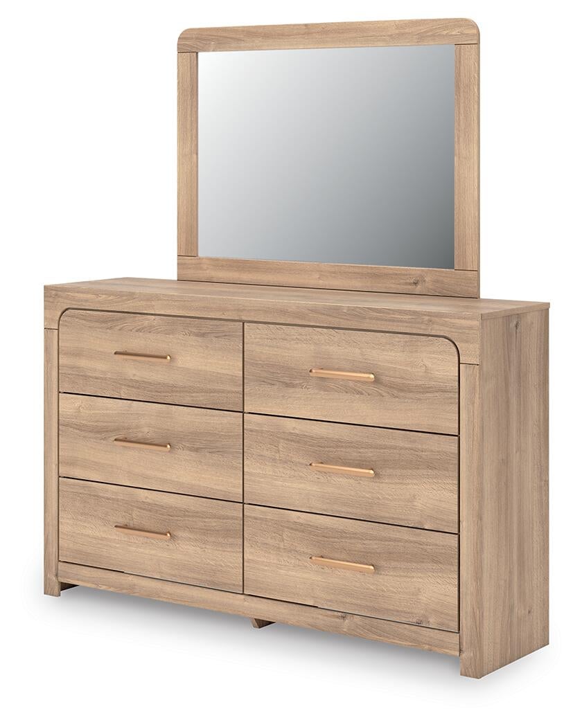 Hollymount King Upholstered Platform Bed, Dresser and Mirror