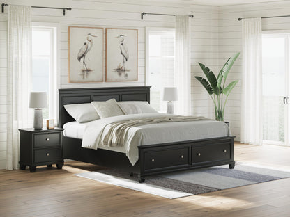 Lanolee California King Panel Storage Bed, Dresser, Mirror and Nightstand