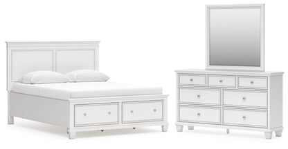 Fortman Queen Panel Storage Bed with Mirrored Dresser