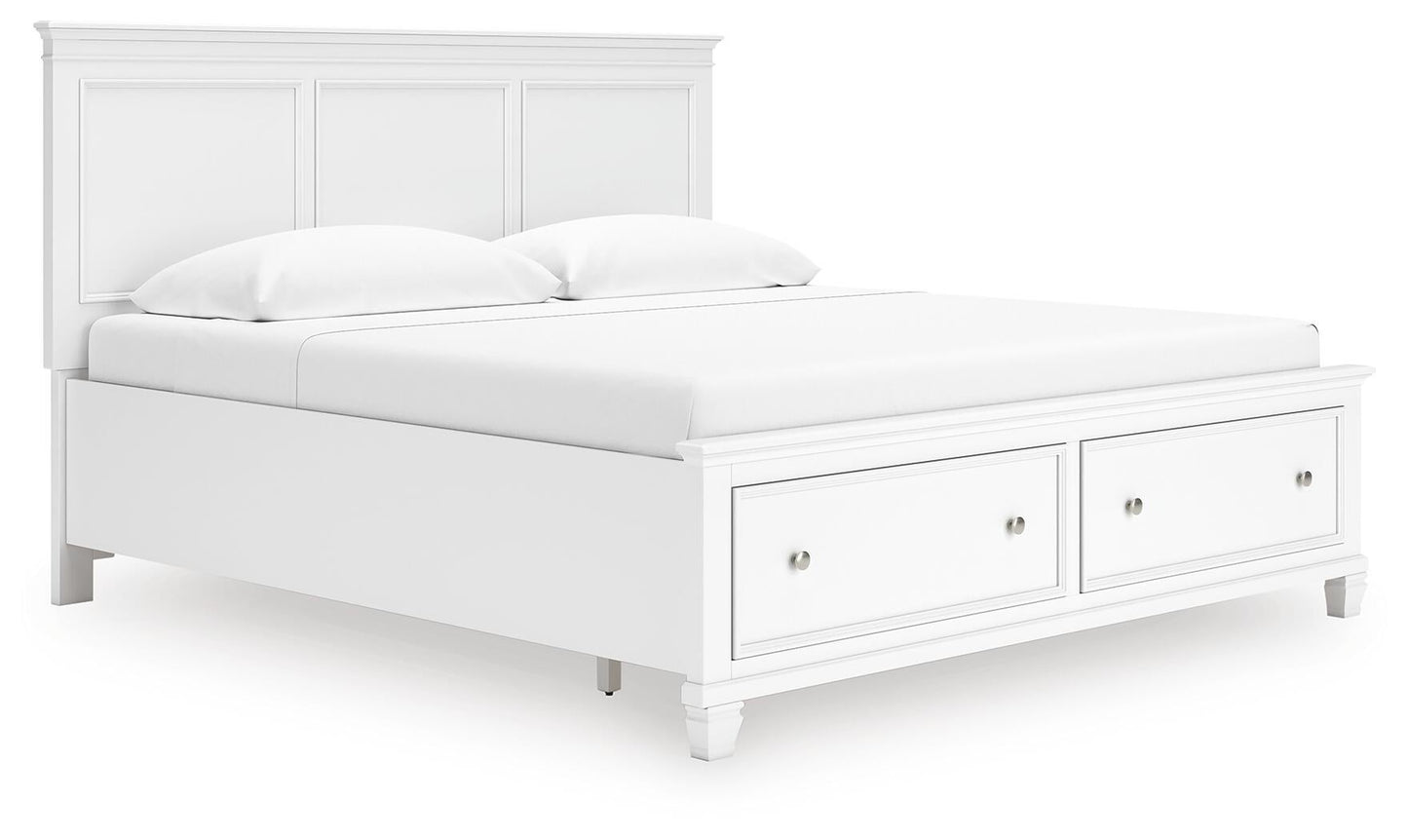 Fortman King Panel Storage Bed with Mirrored Dresser