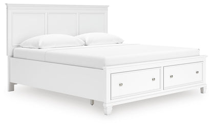 Fortman King Panel Storage Bed with Mirrored Dresser