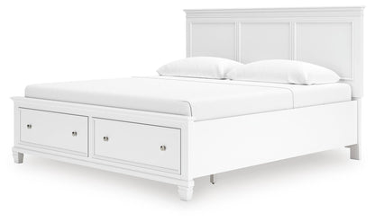 Fortman King Panel Storage Bed with Mirrored Dresser
