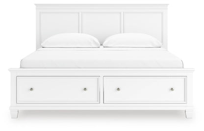 Fortman California King Panel Storage Bed, Dresser, Mirror and Nightstand