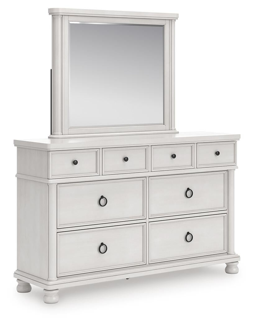 Rowlenstown California King Poster Bed, Dresser and Mirror