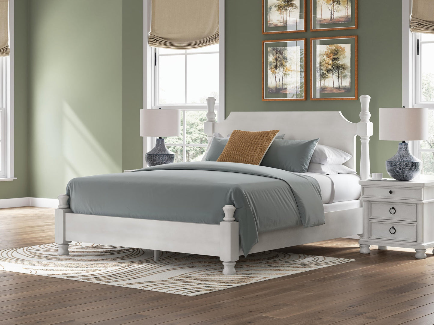 Rowlenstown California King Poster Bed, Dresser and Mirror