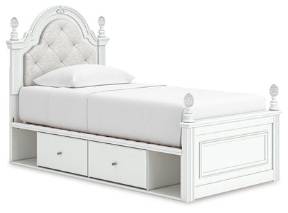 Maylilly Twin Upholstered Panel Storage Bed, Dresser and Mirror