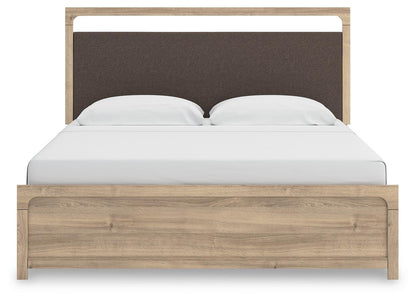 Hollymount King Upholstered Panel Bed, Dresser and Mirror