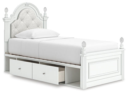 Maylilly Twin Upholstered Panel Storage Bed, Dresser, Mirror and Nightstand