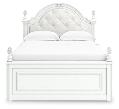 Maylilly Full Upholstered Panel Bed, Dresser, Mirror and Nightstand