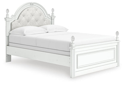 Maylilly Full Upholstered Panel Bed, Dresser, Mirror and Nightstand