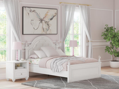 Maylilly Full Upholstered Panel Bed, Dresser, Mirror and Nightstand