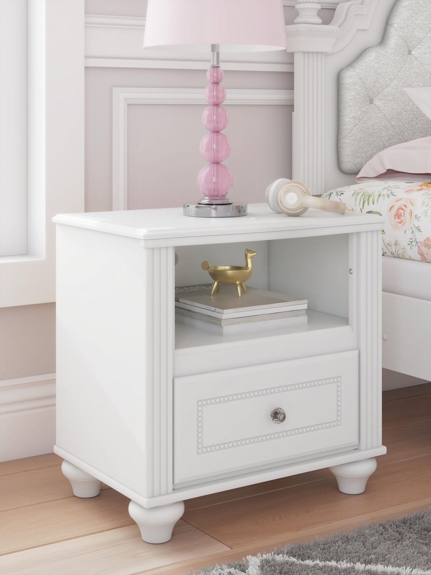 Maylilly Full Upholstered Panel Bed, Dresser, Mirror and Nightstand