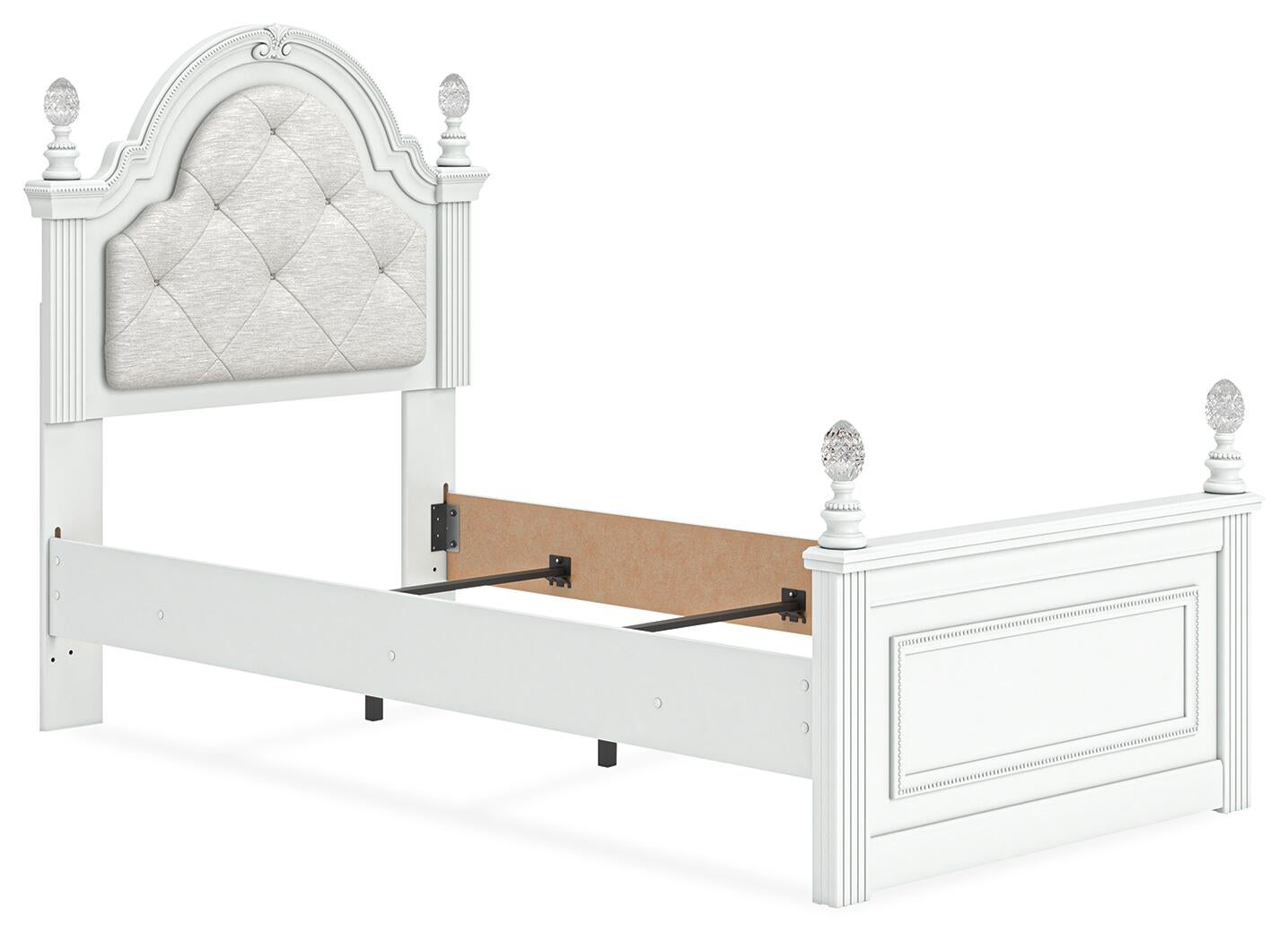 Maylilly Twin Upholstered Panel Bed, Dresser, Mirror and Nightstand