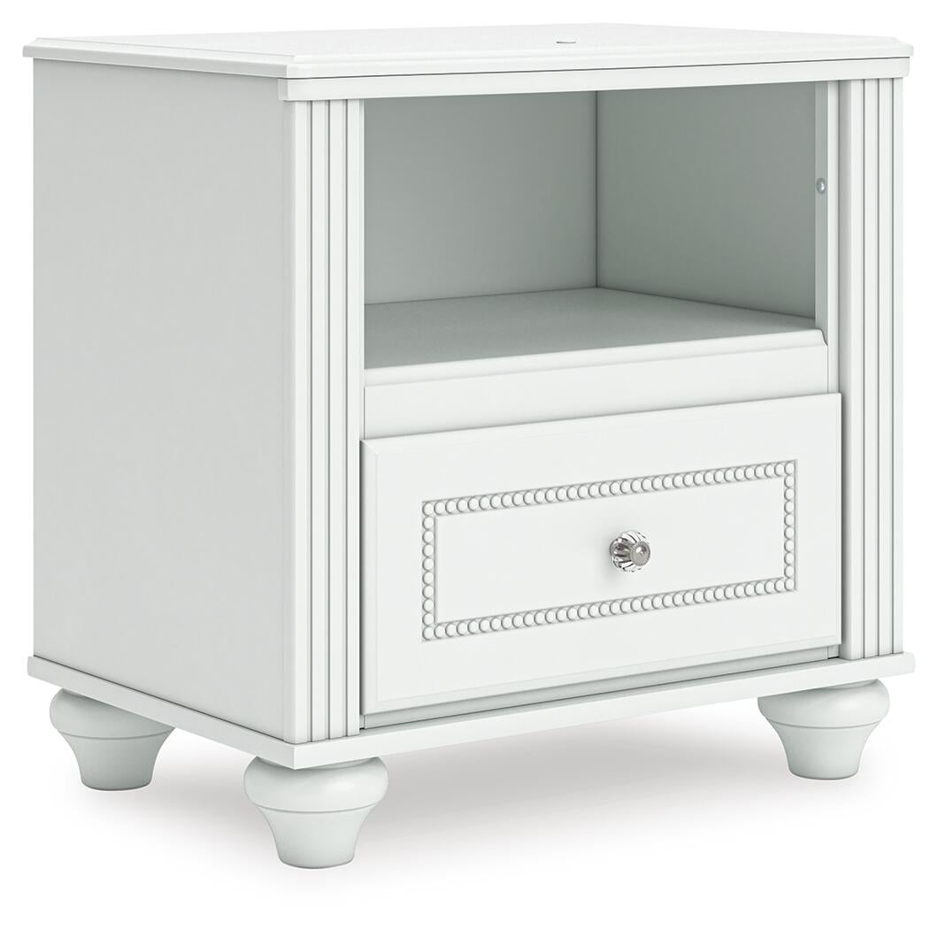Maylilly Twin Upholstered Panel Bed, Dresser, Mirror and Nightstand