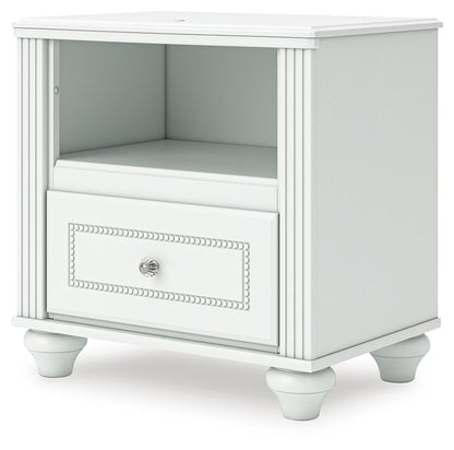 Maylilly Twin Upholstered Panel Bed, Dresser, Mirror and Nightstand