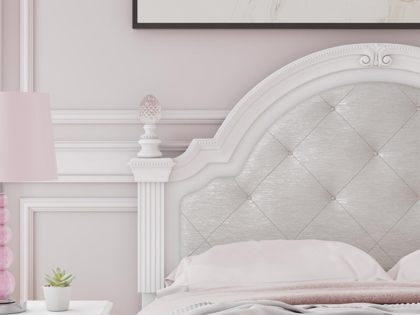 Maylilly Full Upholstered Panel Bed, Dresser and Mirror