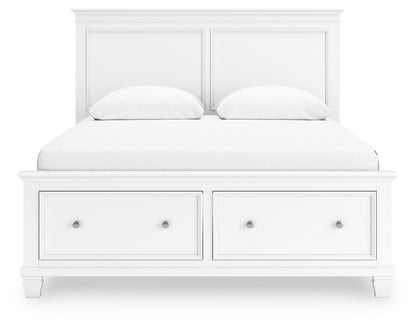 Fortman Queen Panel Storage Bed with Mirrored Dresser and Nightstand