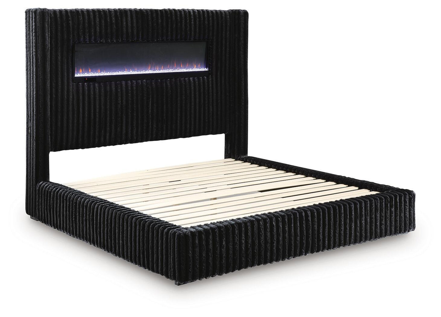 Tayleena Queen Upholstered Bed with Fireplace and Wireless Audio