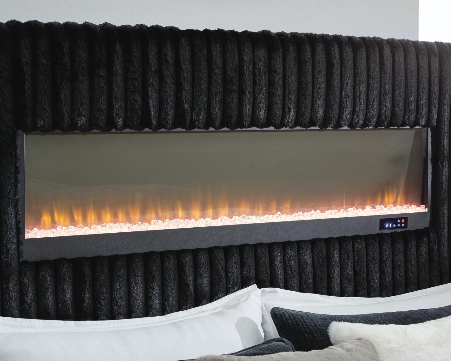 Tayleena Queen Upholstered Bed with Fireplace and Wireless Audio