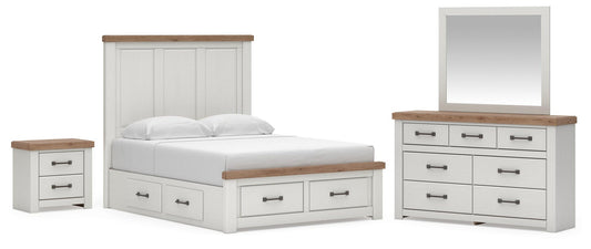 Savonport Queen Panel Storage Bed. Dresser, Mirror and Nightstand
