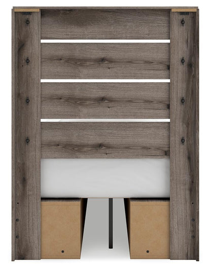 Urbanoore Twin Panel Bed with Storage, Dresser and Mirror