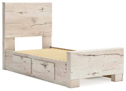 Lawroy Twin Panel Bed with Storage, Dresser, Mirror and Nightstand