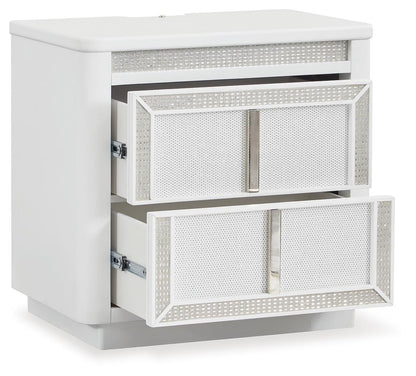 Chalanna California King Upholstered Storage Bed, Dresser and Mirror